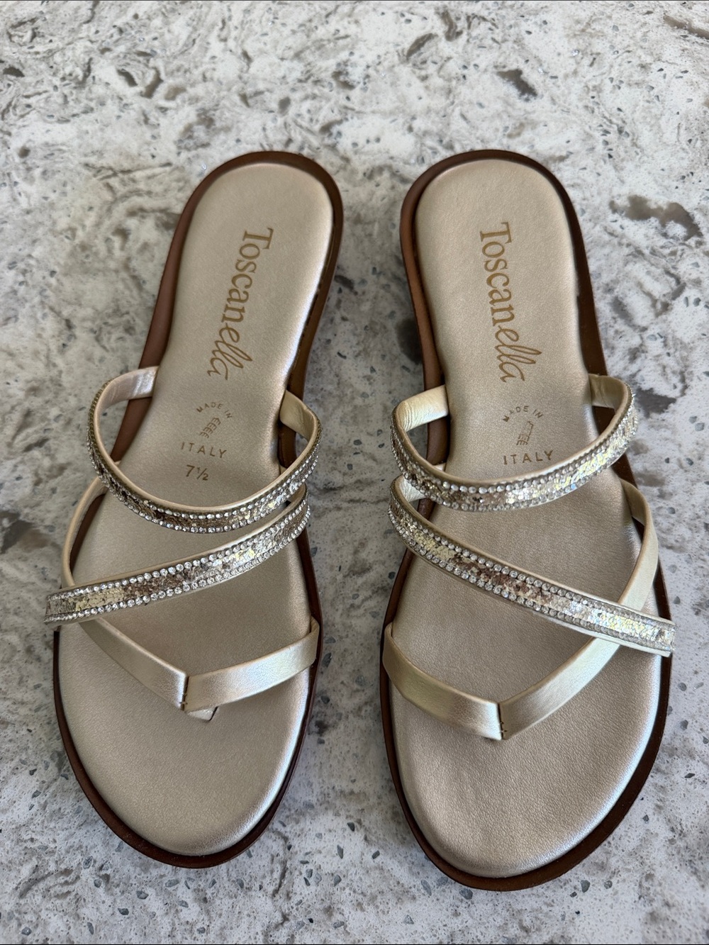 Toscanella Gold Rhinestone Strap Women's Sandals